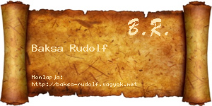 Baksa Rudolf névjegykártya